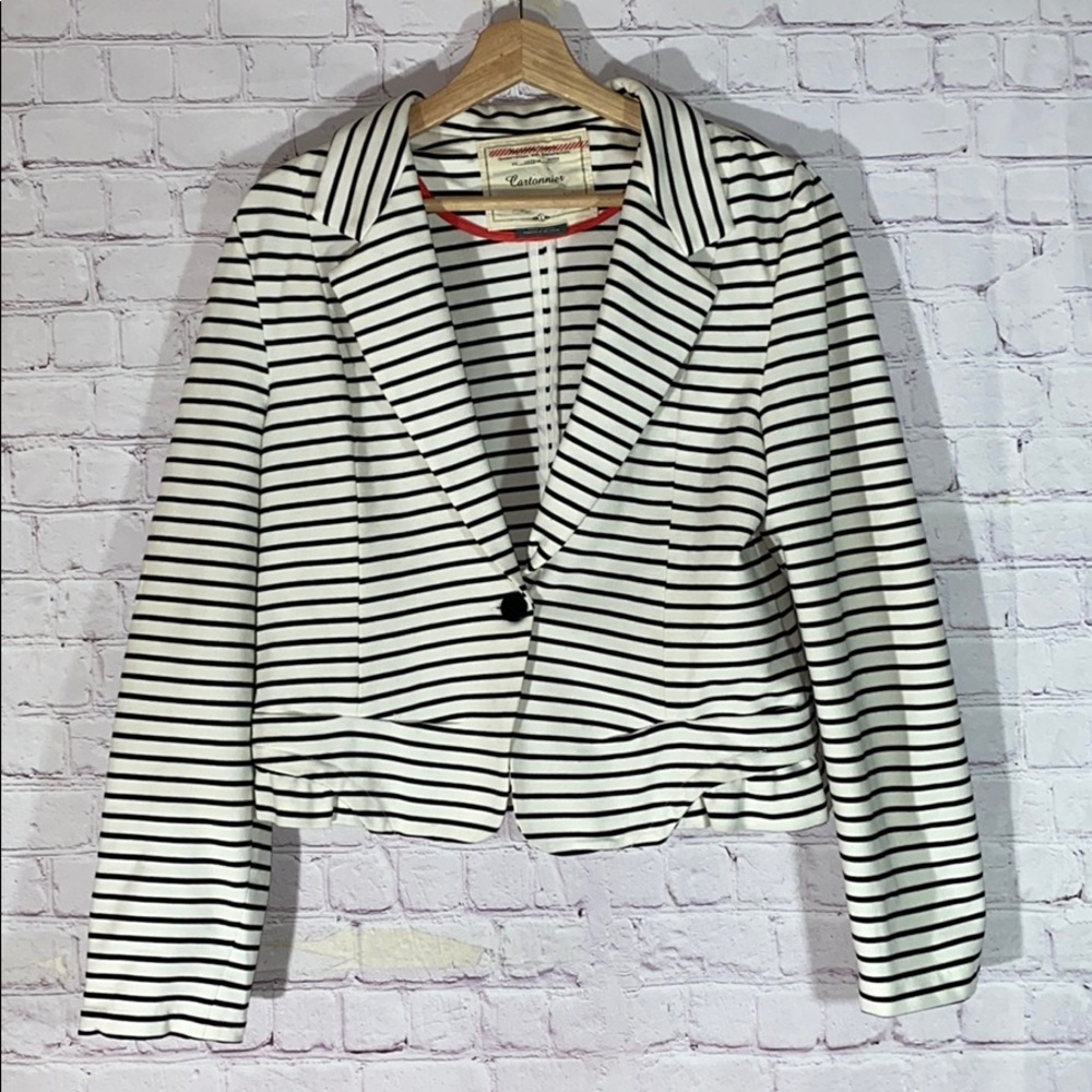 Anthropologie Cartonnier Striped One Button Blazer